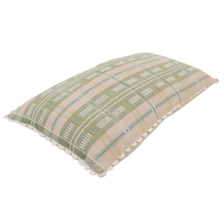 Better Homes & Gardens 14" x 24" Beige and Green Picnic Plaid Decorative Throw Pillow | Walmart (US)