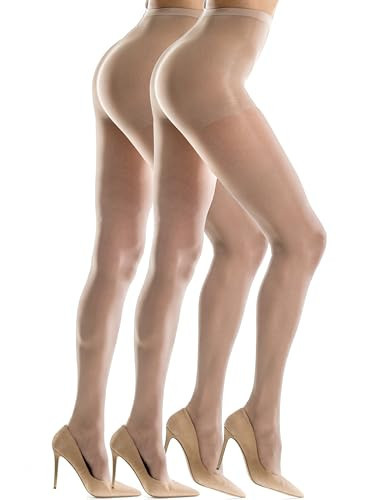 Silkies Women's Control Top Pantyhose with Run Resistant, Light Support Legs (2 Pair Pack) (US, Alpha, Large, Regular, Regular, Natural) | Amazon (US)