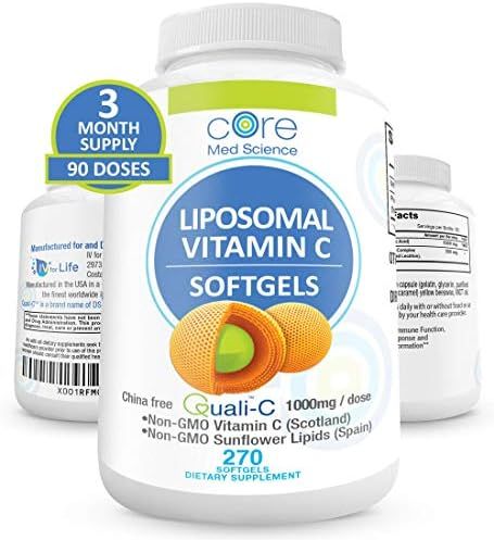 Amazon.com: Core Med Liposomal Vitamin C Softgels 1000mg/dose - Quali®-C Vitamin C (Non-GMO) - U... | Amazon (US)