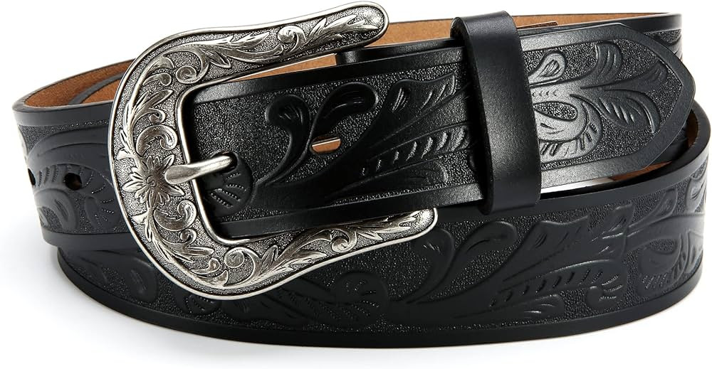 Western Belts for Women, CR 1.5" Leather Cowgirl Belt for Jeans Pant, Cowboy Country Belts for Women | Amazon (US)