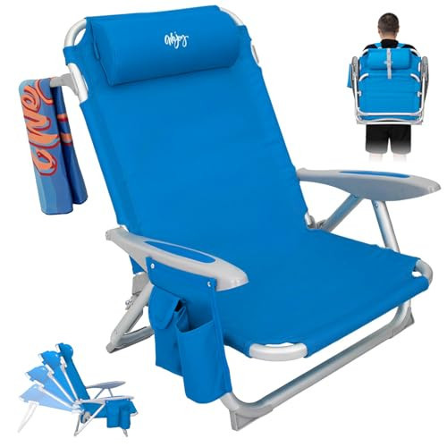 #WEJOY Beach Chair for Adults, Reclining Adjustable Position, Lay Flat Lightweight Folding Portable Aluminum Chair with Backpack Straps,Padded headrest, Heavy Duty 400 lbs Lawn Chair for Beach, Sand | Amazon (US)
