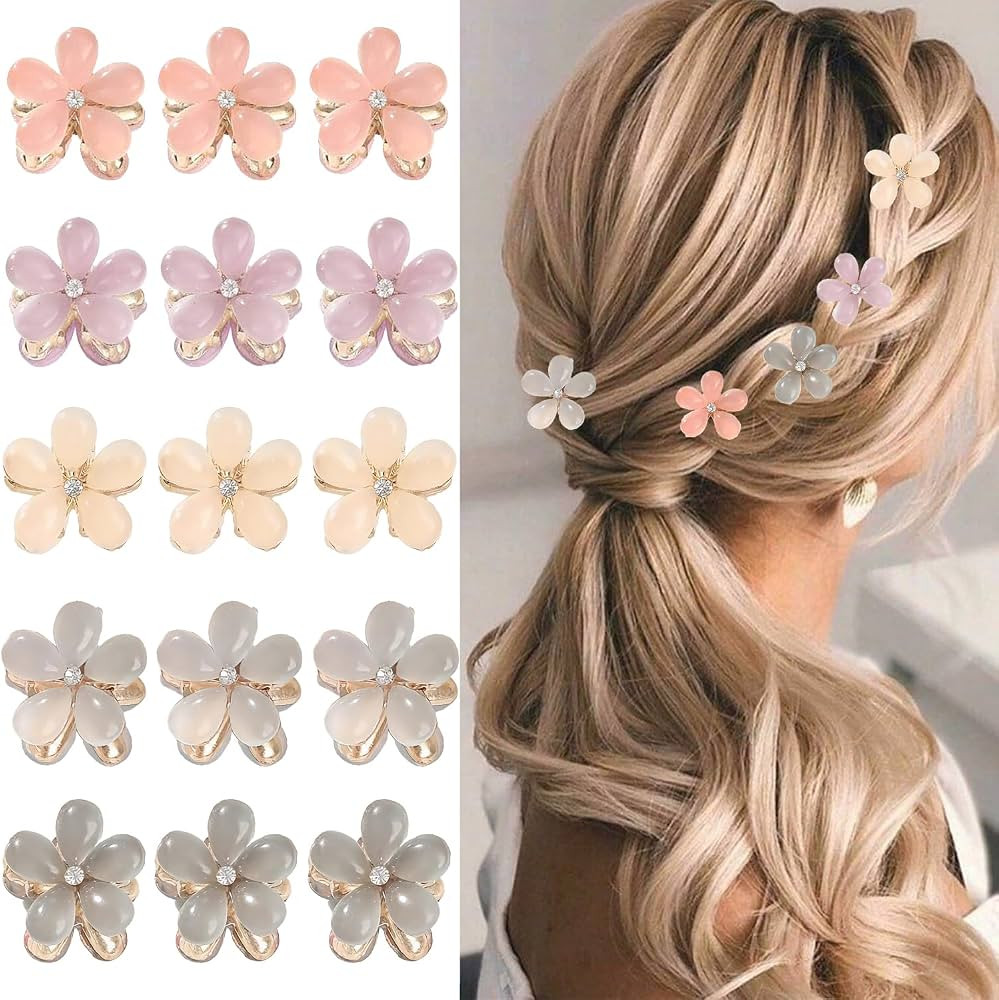 20Pcs Mini Flower Hair Clips Crystal Spring Claw Clips Small Flower Hair Claw Clips for Girls Wom... | Amazon (US)