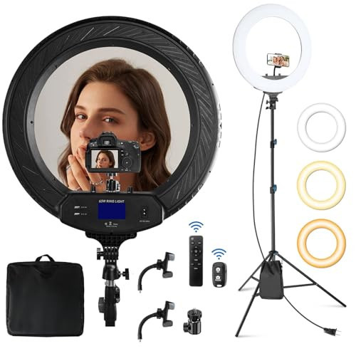 Aureday 22" Big Ring Light with 72" Tripod Stand and Phone Holder, Large LED Ringlight for Photography/Barber/Makeup/Tattooing, Ring Studio Light for Smartphones&Lightweight Cameras | Amazon (US)