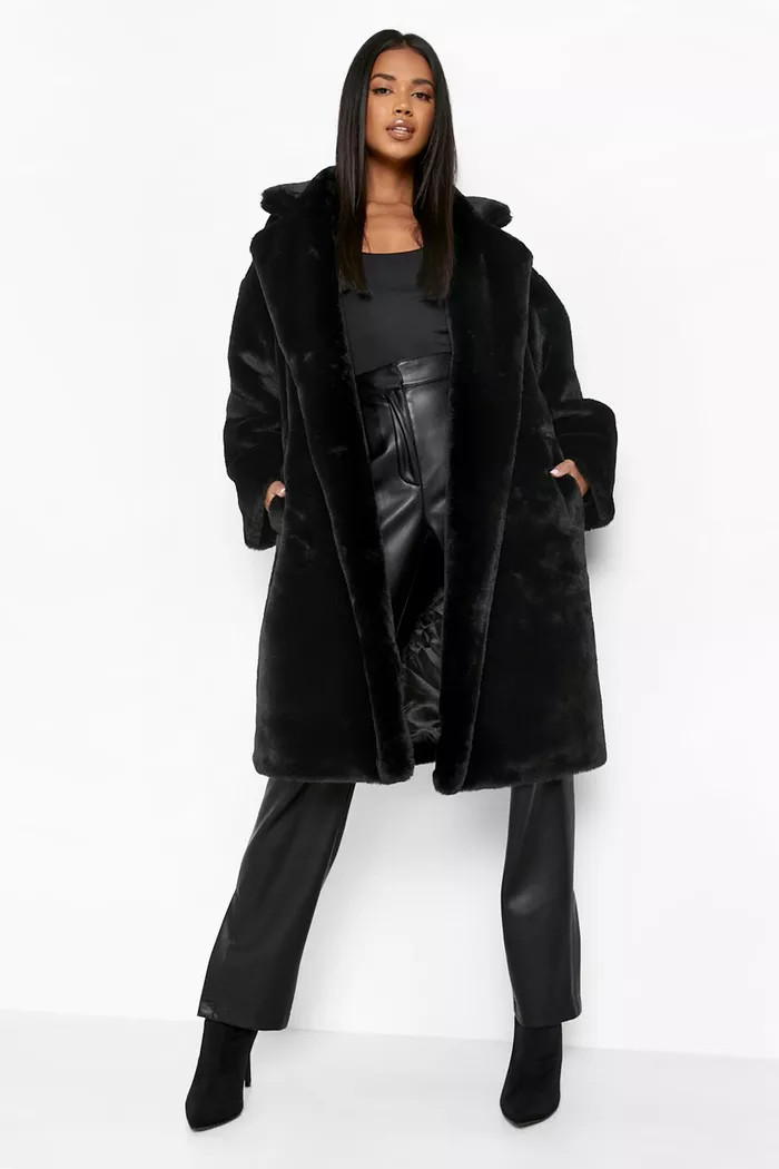 Luxe Faux Fur Oversized Coat | boohoo (US & Canada)