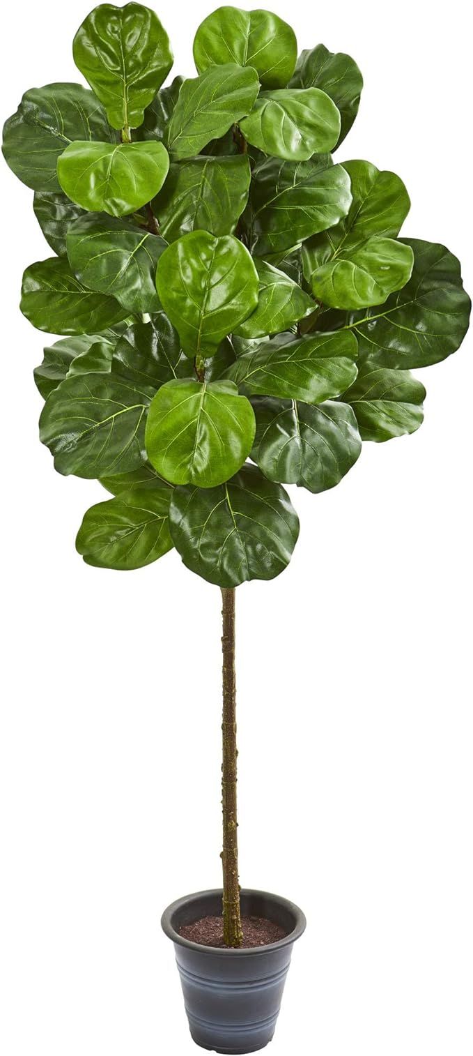 Nearly Natural 5-Ft. Fiddle Leaf Artificial Decorative Planter Silk Trees Green | Amazon (US)