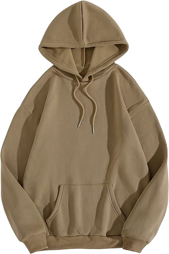 SheIn Women's Drawstring Kangaroo Pocket Hooded Sweatshirt Long Sleeve Casual Pullover Hoodie | Amazon (US)