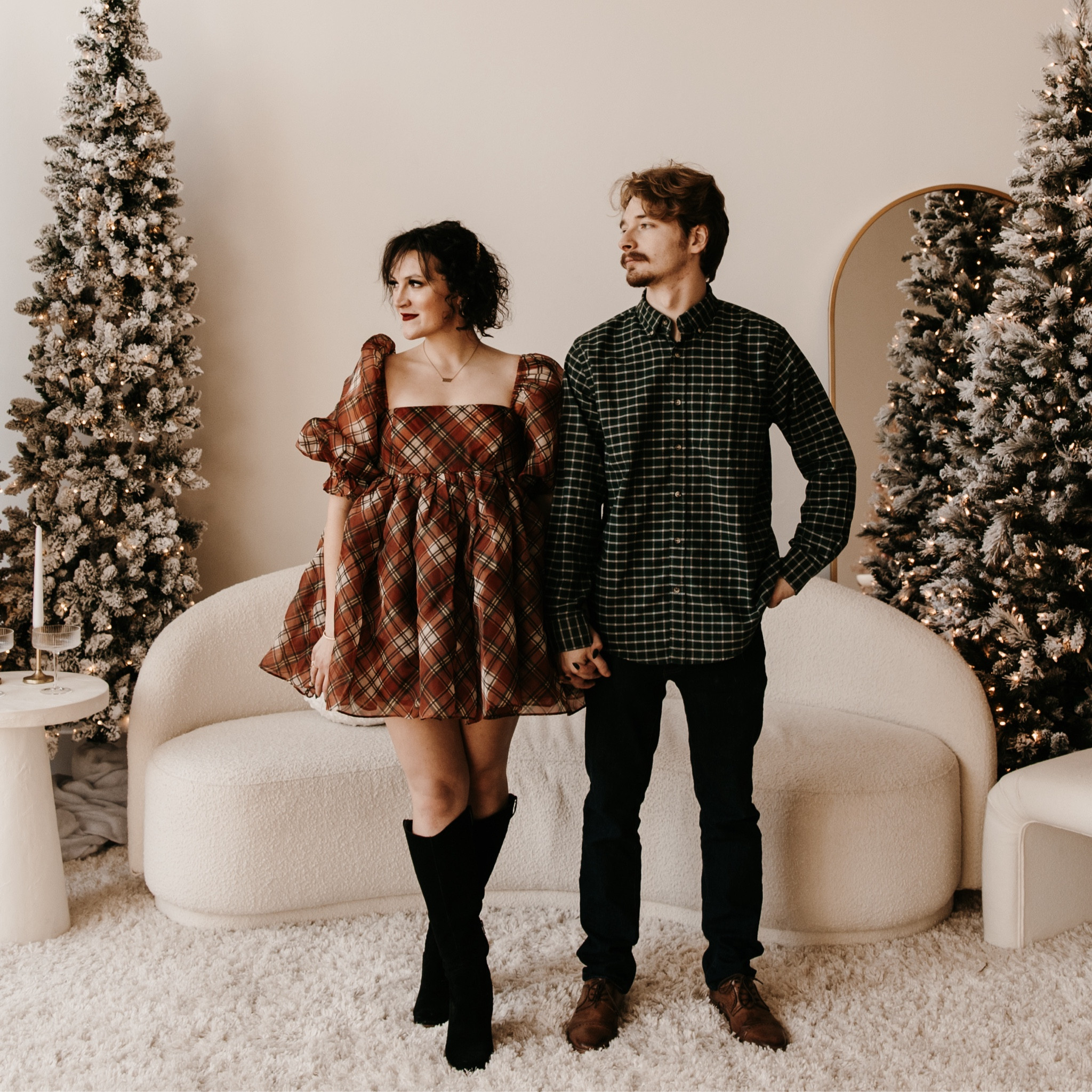 Holiday dress linked! Literally perfect for Christmas Day or holiday parties! It was so fun to wear for our Christmas photos! 🎄❤️🎁