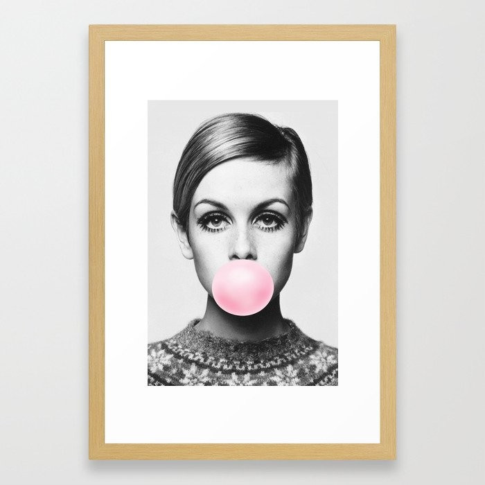 Twiggy Bubble Gum Art Framed Art Print | Society6