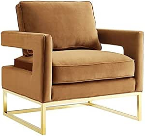 TOV Furniture The Avery Collection Modern Style Living Room Den Leather Upholstered Armchair with... | Amazon (US)