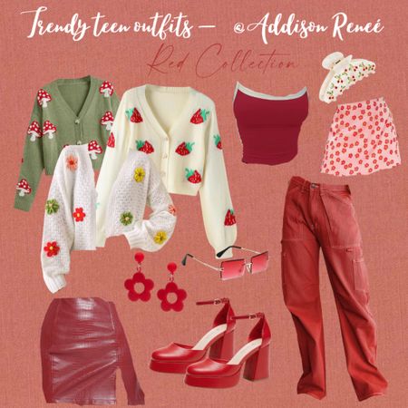 Trendy teen and young adult fashion and outfits. Red collection🌹

Stay tuned and FOLLOW! For more. I’ll be doing a collection of EVERY color as well as posting my travel content and what I wear for aesthetic pics📸🫶 



Strawberry sweater, mushroom sweater, fall vibe, fall sweater, retro sweater, retro earrings, red outfit, red skirt, floral skirt, leather skirt, flowers sweater, retro flower sweater, red heels, cherry hair clip, strawberry outfit, cute outfit, teen outfit, retro teen outfit, teen fashion, young adult fashion, cute outfit, cute fashion, trendy outfit, trendy sweater, cottagecore vibe

#LTKtravel #LTKkids #LTKU