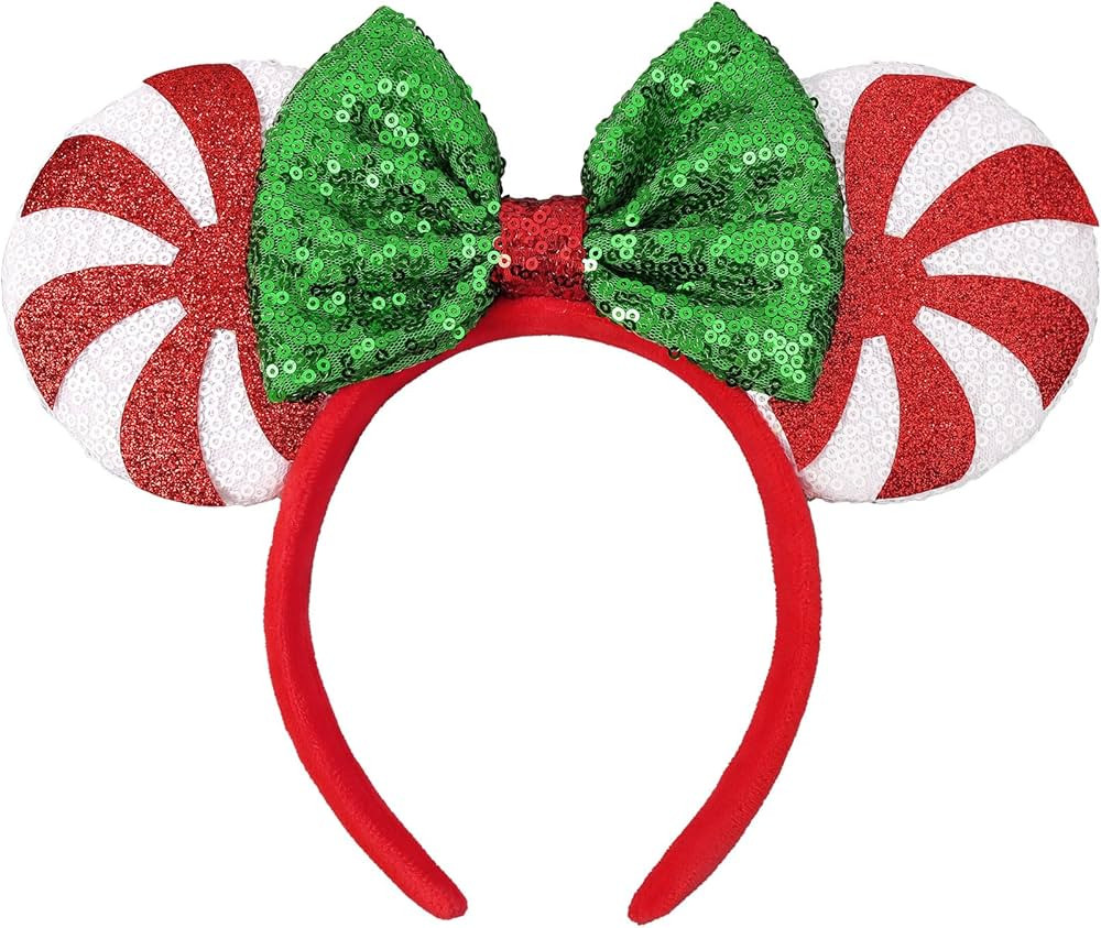 Christmas Mouse Ears Headband, Christmas Ears for Women Girls Adult, Park Ears Party Cosplay Cost... | Amazon (US)