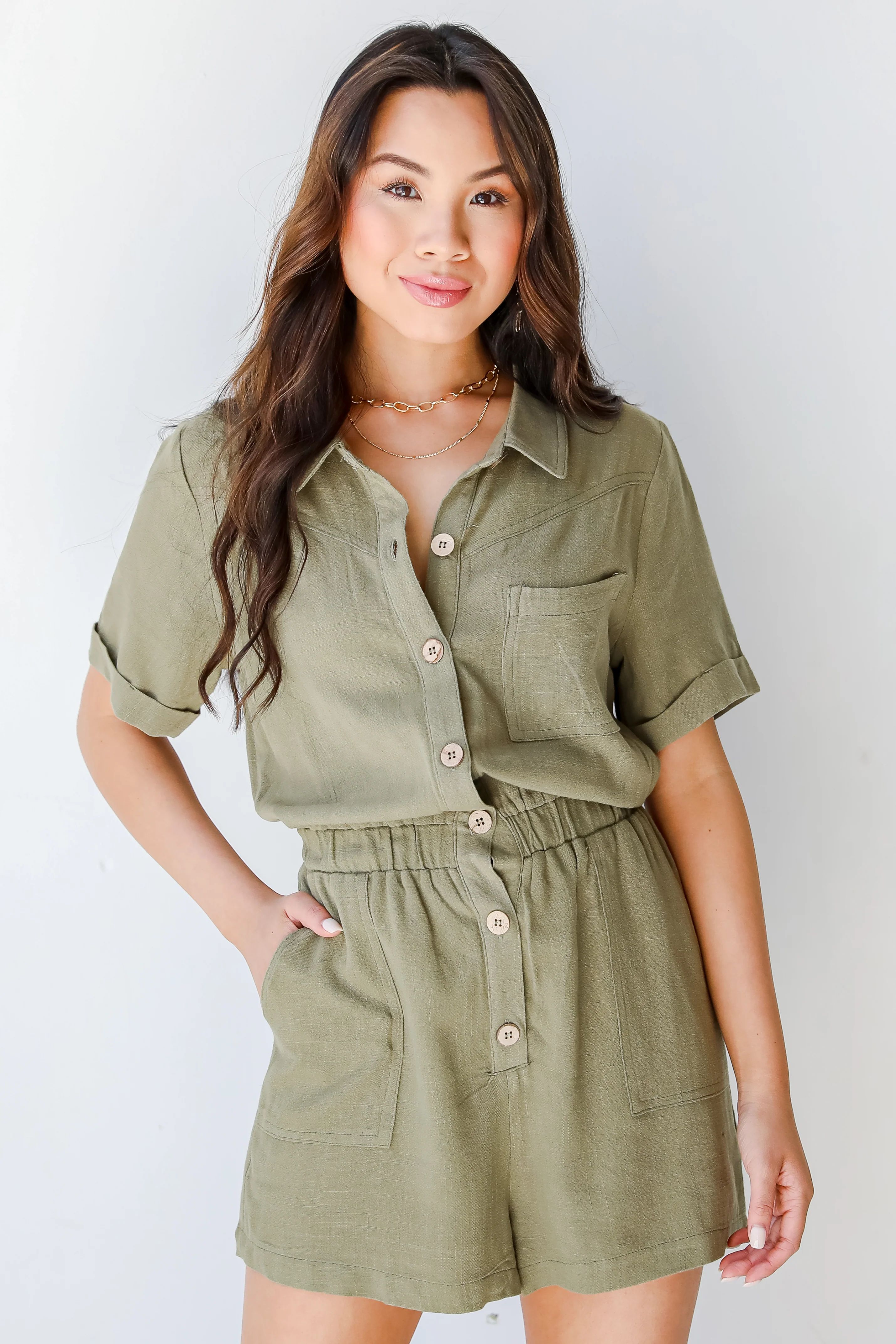 Wild Pursuit Linen Romper | Dress Up