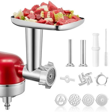 FOHERE Stainless Steel Meat Grinder Attachment for KitchenAid Stand Mixer, Grinding Plate, Grinding Blades, Sausage Stuffer Tubes, Large Food Tray | Walmart (US)
