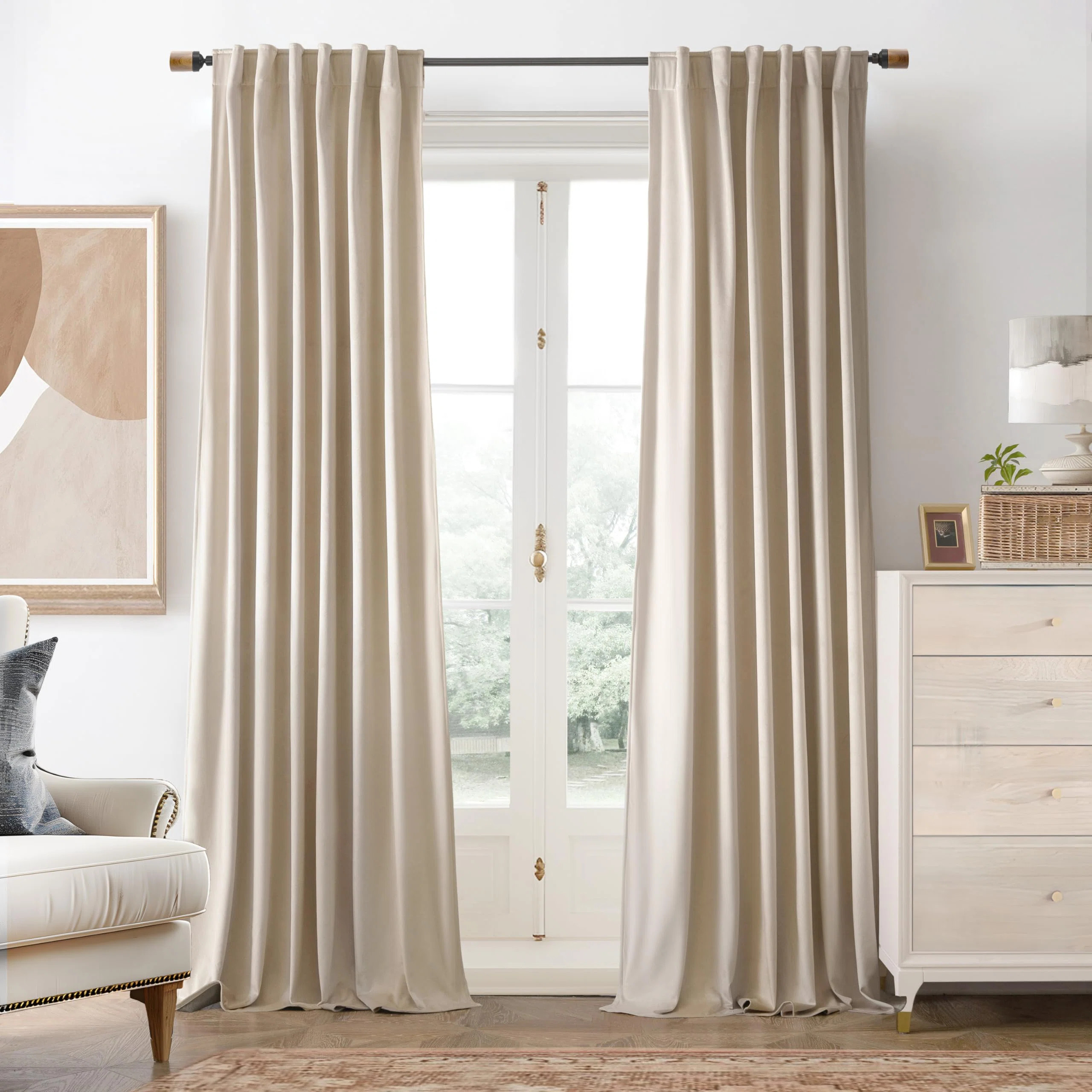 Dessy Velvet  Curtains 2 Panel Set Super Soft luxury Rod Pocket Back Tab Curtains (Set of 2) | Wayfair North America
