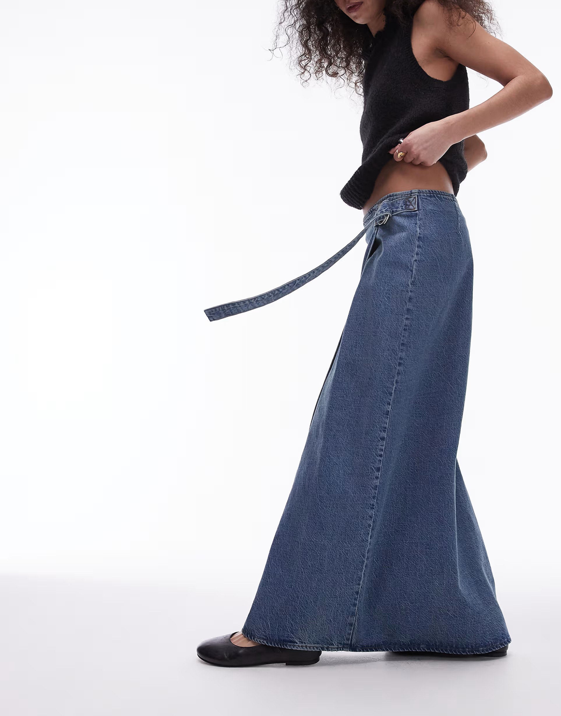 Topshop - Denim maxi rok met D-ring in middenblauw | ASOS | ASOS (Global)