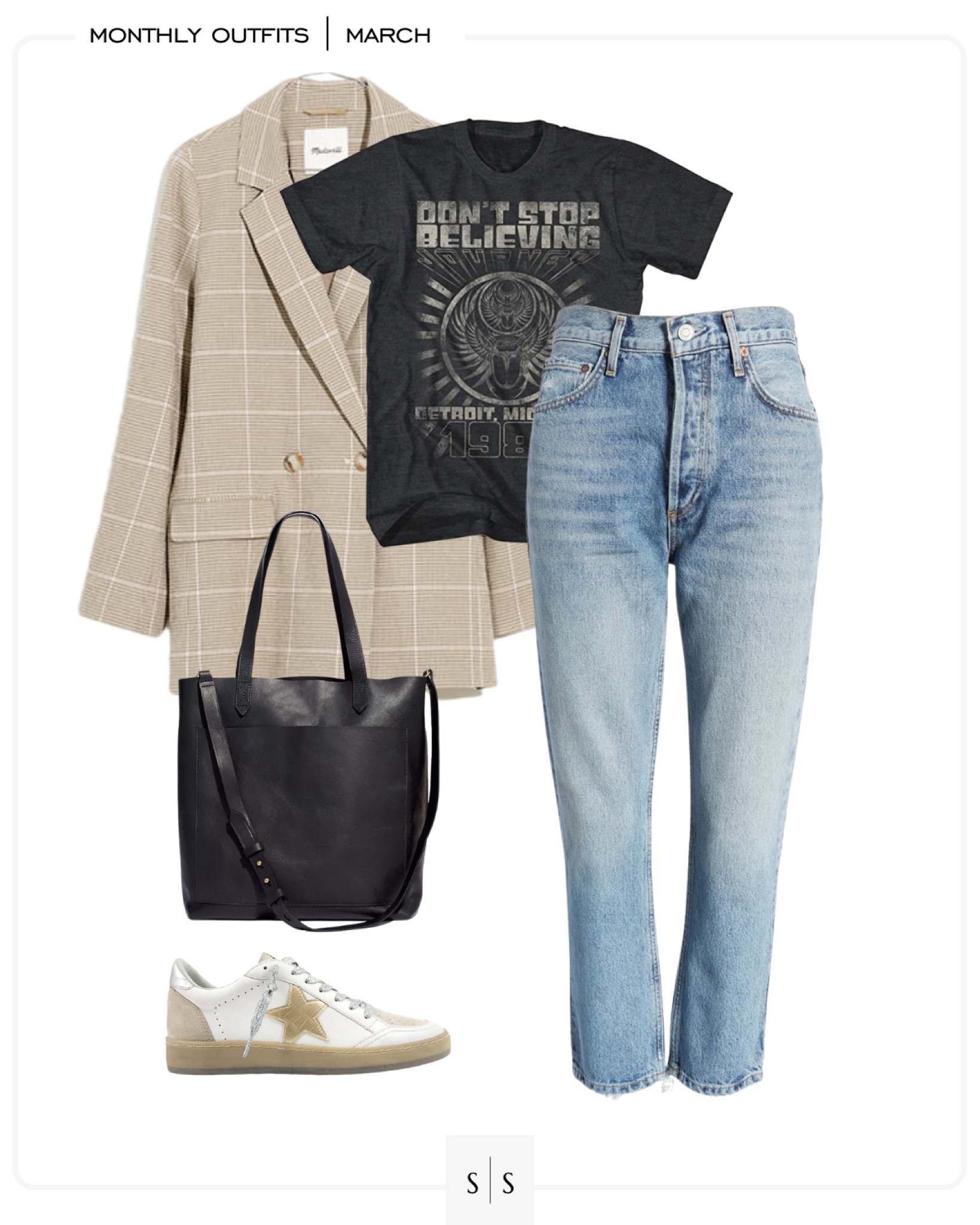 Monthly outfit planner : MARCH looks | #straightjean #graphictee #blazerstyle #classicstyle #casualchic #springoutfit | See entire calendar on thesarahstories.com ✨

#LTKstyletip