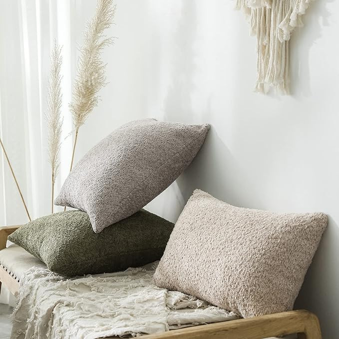 FIOUOVO Textured Farmhouse Throw Pillow Covers 20x20 Decorative Pillows for Bed Couch Pillows for... | Amazon (US)