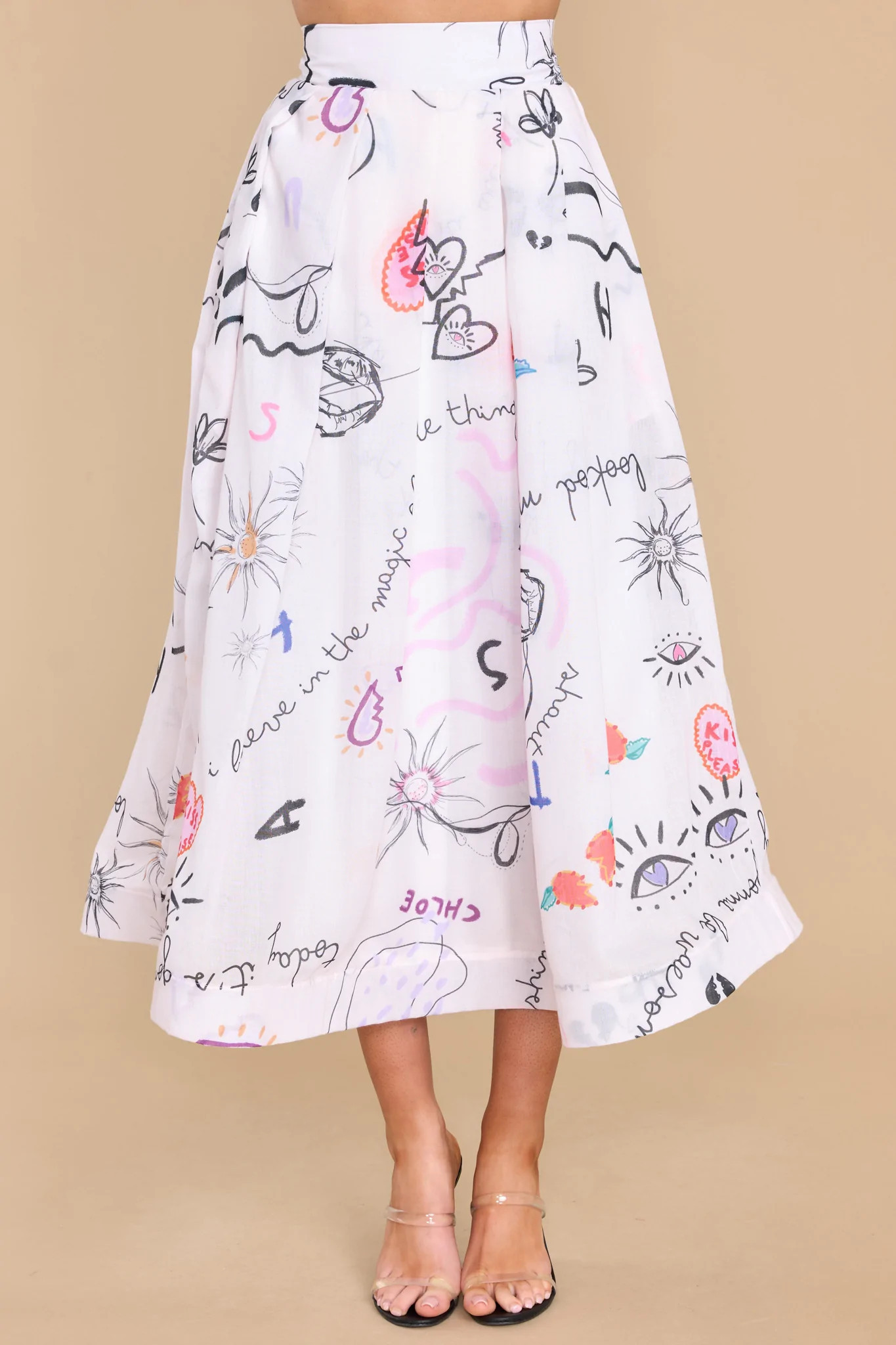 Junno White Spelling Love Skirt | Red Dress 