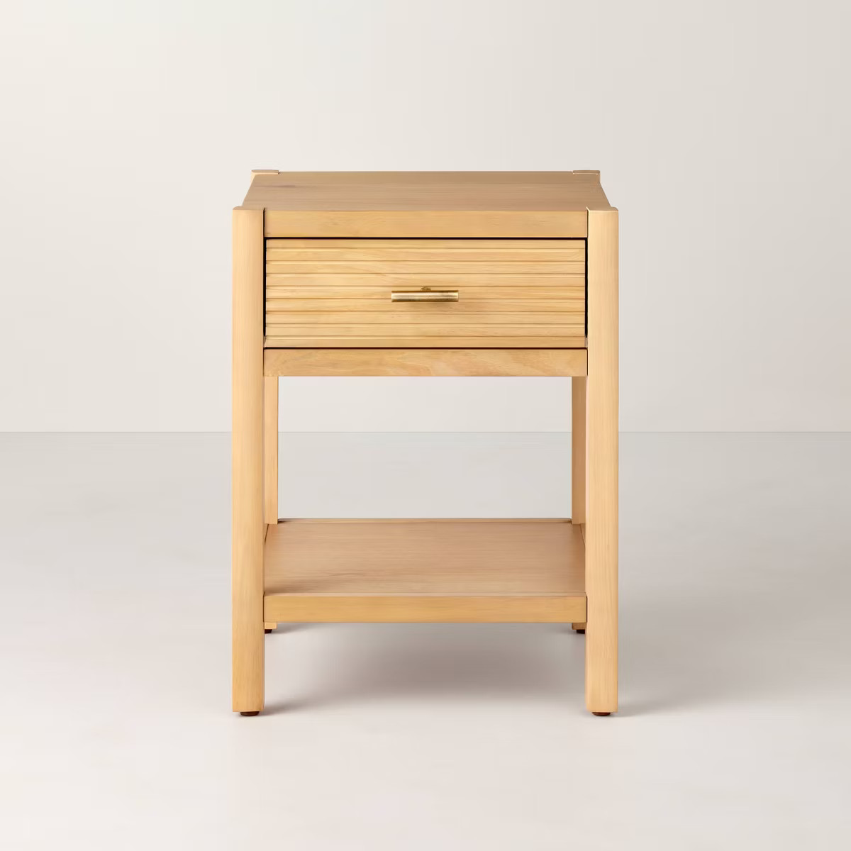 Grooved Wood Square Accent Table with Drawer - Natural - Hearth & Hand™ with Magnolia | Target