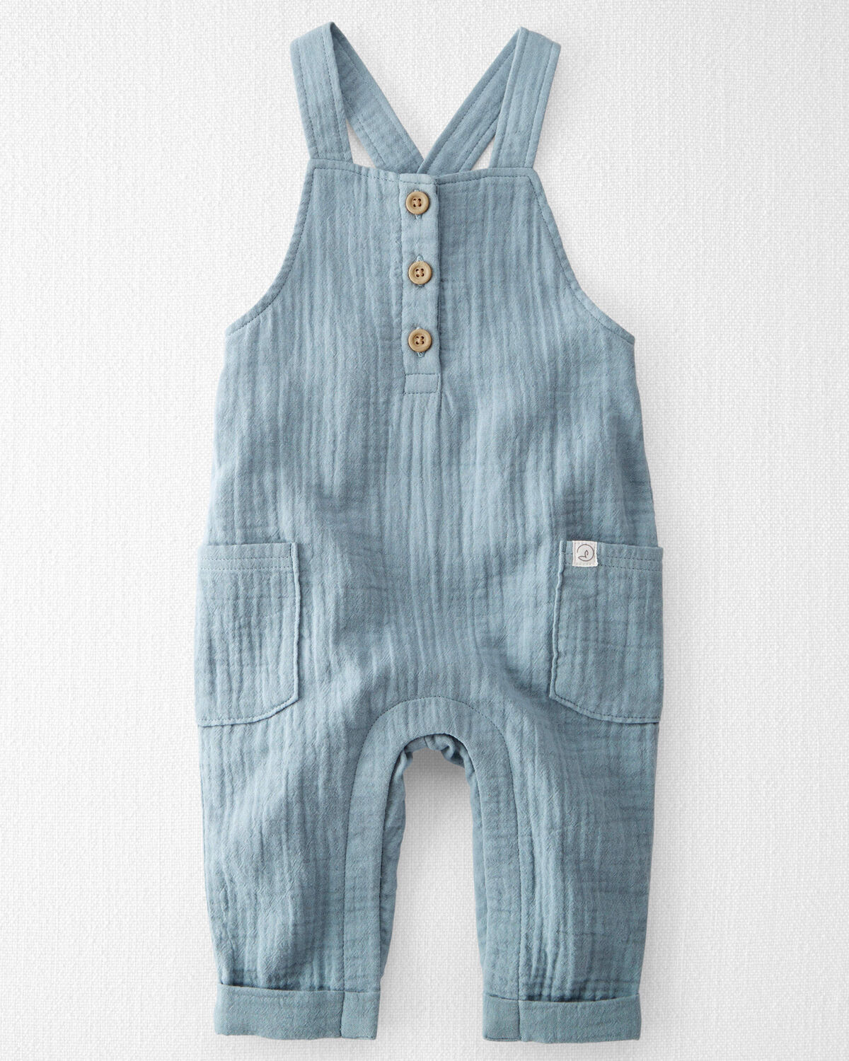 Baby Organic Cotton Gauze Overalls in Blue | Carter's