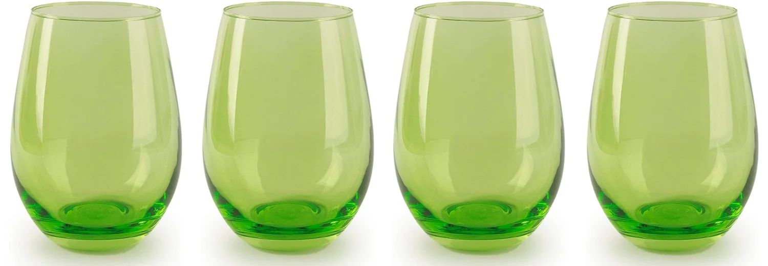 Circleware Calabria 4-Piece Stemless Wine Glass Set, Green, 18.5 Ounces | Walmart (US)