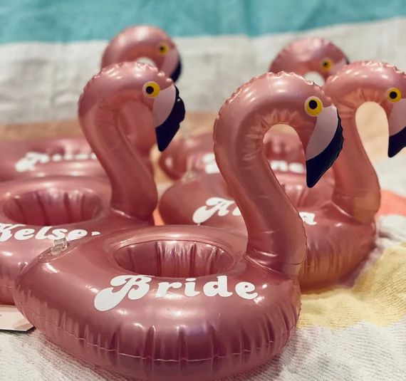 Flamingo Pool Float Drink Holders - Rose Gold - Bachelorette Party, Birthday Party, Last Flamingl... | Etsy (US)