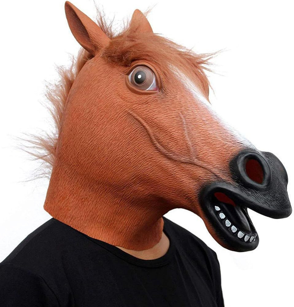 Brown Horse Head Mask,Halloween Funny Animal Latex Horse Mask for Cosplay Costume Party | Amazon (US)