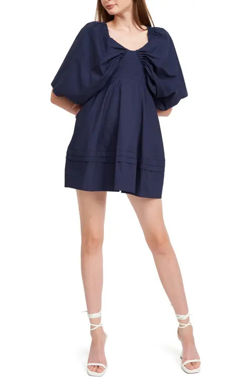 En Saison Avery Poplin Minidress in Navy at Nordstrom, Size Large | Nordstrom