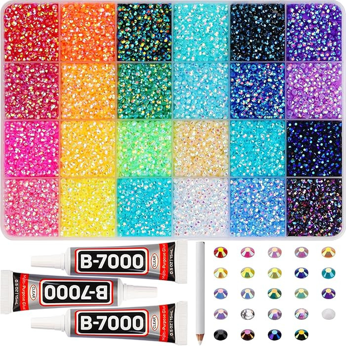 33000Pcs 3mm Rainbow Jelly Rhinestones Gems for Bedazzling Crafting, Colorful Bedazzled Resin Gem... | Amazon (US)