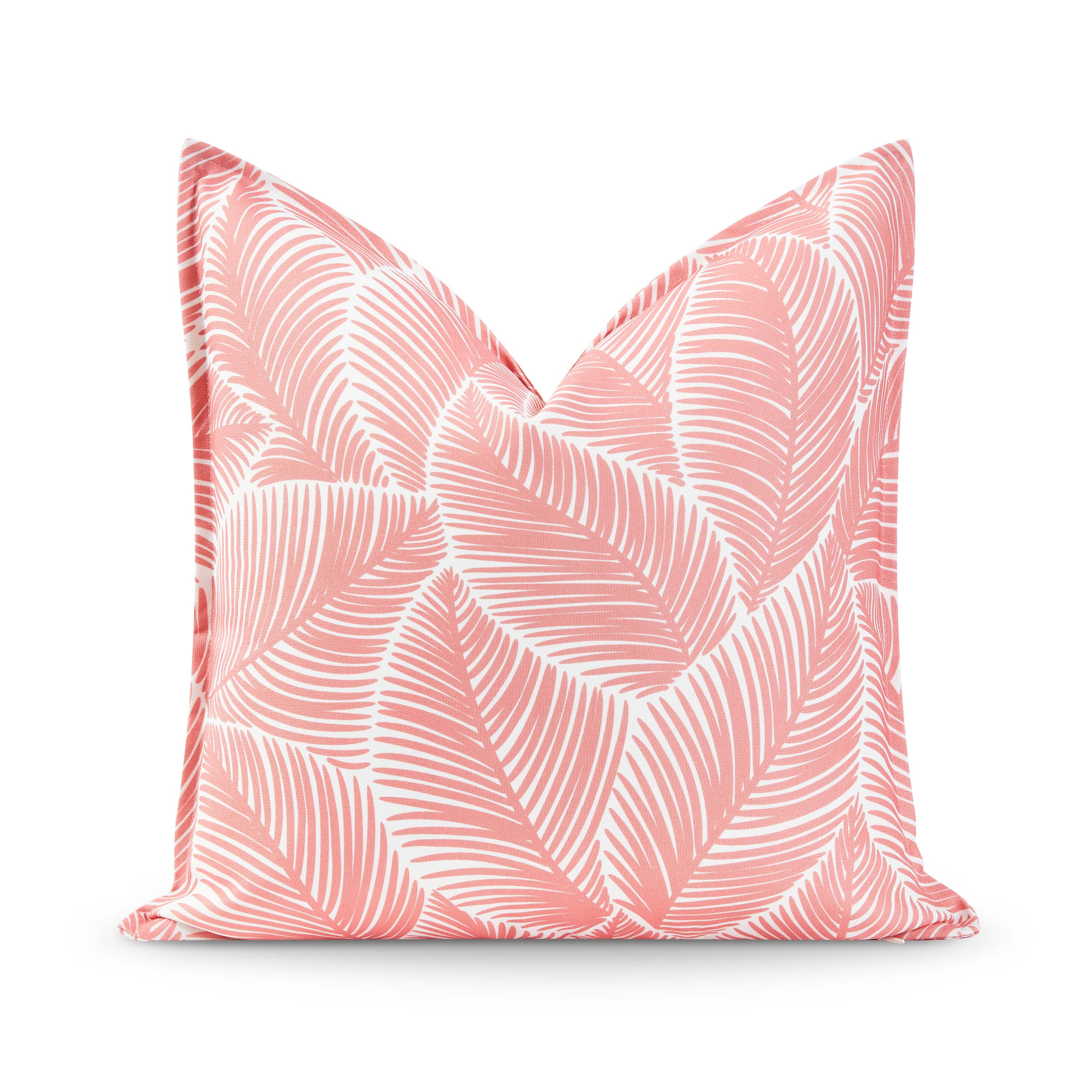 Coastal Indoor Outdoor Pillow Cover, Palm Leaf, Coral Pink, 20 | Hofdeco