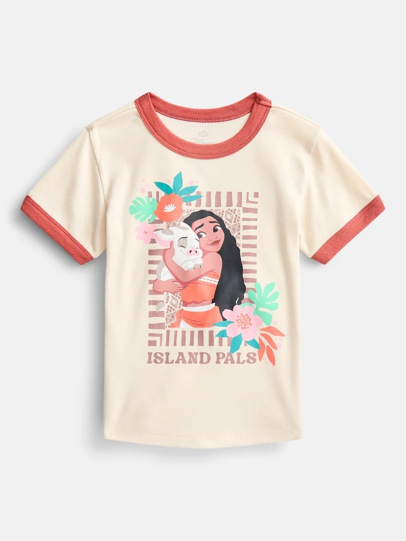 Moana Girls Island Pals Graphic Ringer T-Shirt, Sizes 4-16 | Walmart (US)