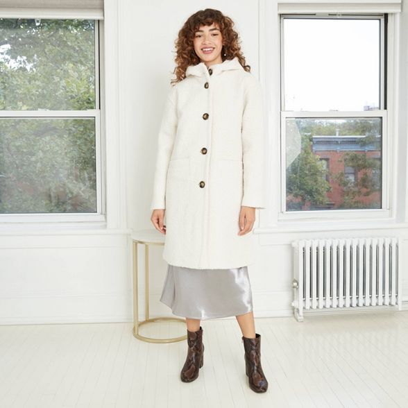 Women's Hooded Midi Teddy Coat - A New Day™ | Target