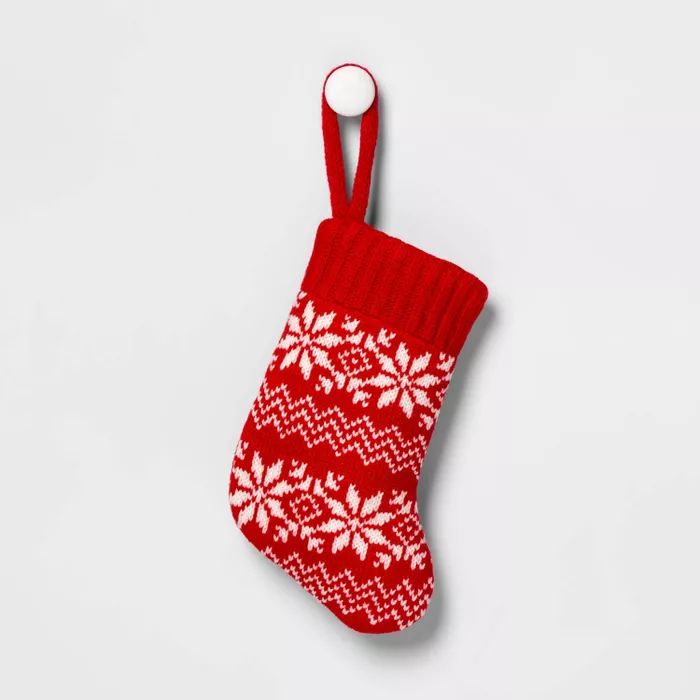 Fair Isle Knit Mini Christmas Stocking Red &#38; White - Wondershop&#8482; | Target