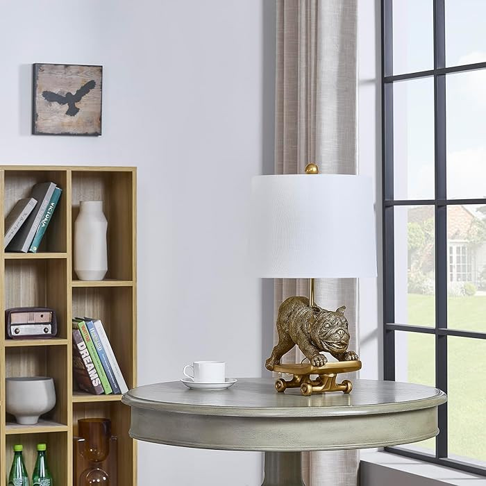 Crestview Collection 21" H Gold Resin Bulldog Table Lamp with Shade | Amazon (US)