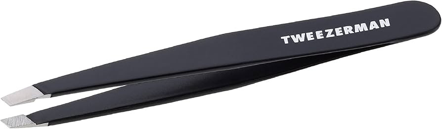 Tweezerman Stainless Steel Slant Tweezer - Eyebrow Tweezers for Women and Men (Black) | Amazon (US)