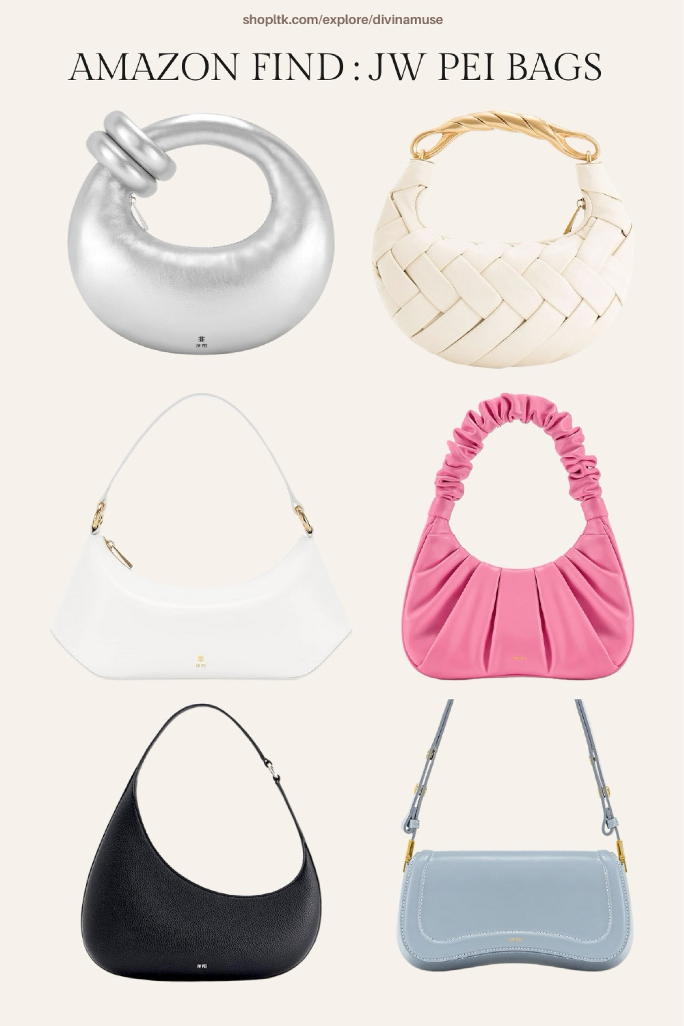 Some super cute affordable designer bags from JW PEI. Found on Amazon and I’m glad bc they have a better and faster return for their items. Just love these super adorable bags. Just a huge selection for anyone. 
-
Shoulder bags, summer bags, vacation bags, travel bags, date night outfit, handbags, affordable bags, daily bags, pink bag, blue bag, black bags, small bags, medium sized bags, woven bags, white bags, crescent bag, ruched bags, Colorful bags, silver bag, metallic bag

#LTKitbag #LTKstyletip #LTKtravel