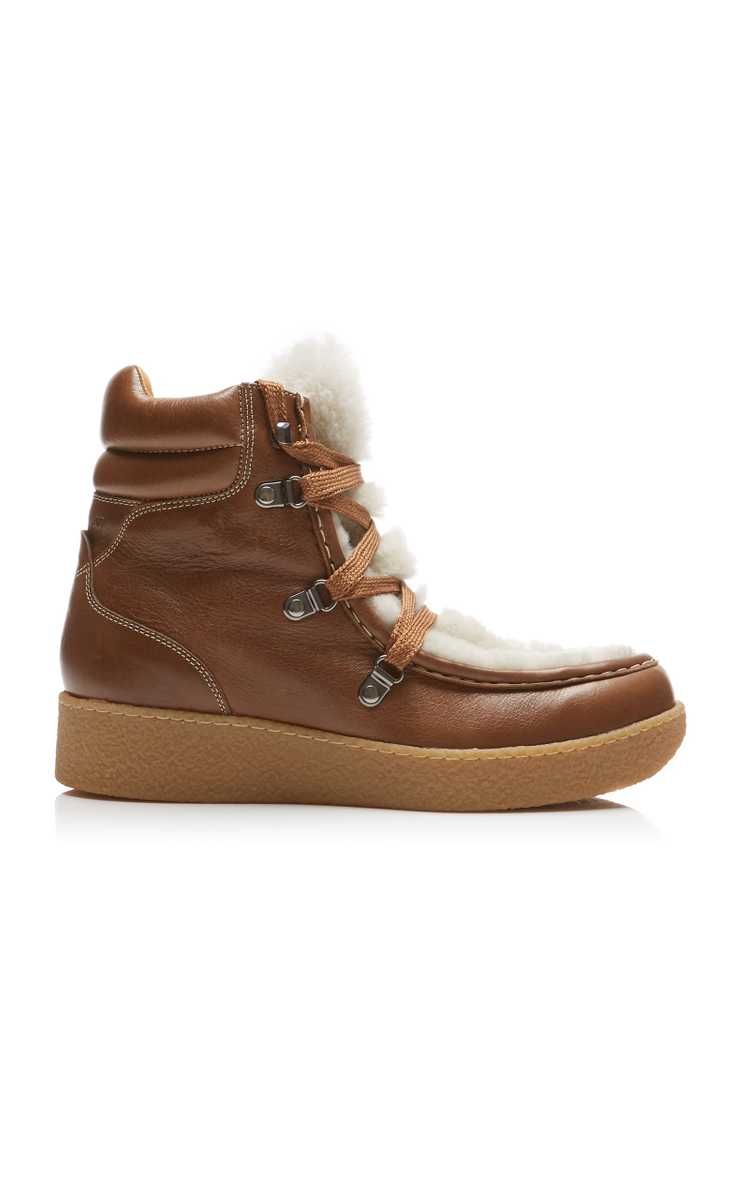 Alpica Shearling-Trimmed Leather Boots | Moda Operandi (Global)