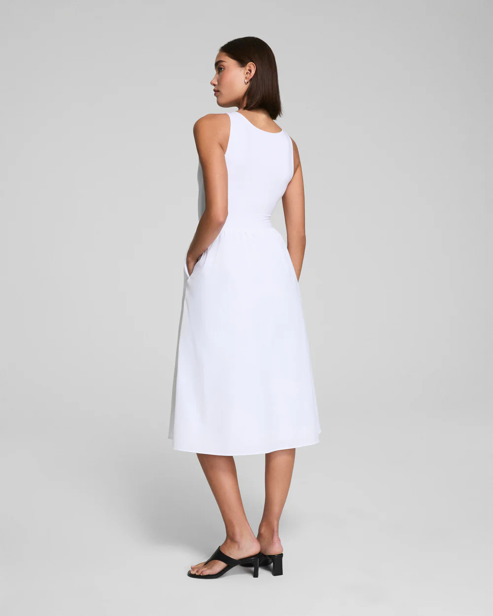 SPANXsmooth™ Jersey Scoop Neck Tank Midi Dress, White | Spanx