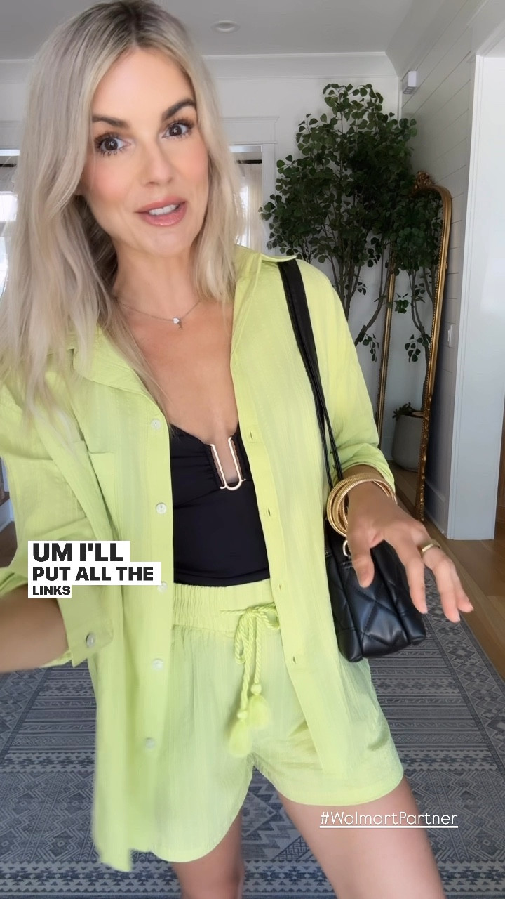 I’m not kidding you I got this cover-up in every single color it comes in. It just looks so chic and expensive but it’s super affordable! I’m wearing a small and both the top in the bottom. And I love the way it fits. However, I will say that I think you should size down in the top if you wanna wear it buttoned  up with denim shorts and tucked in. However, if you want to wear it loose and open like this, then get your normal size. 

And the tankini is definitely more for larger bust girls. You might want to even size down even if you have a larger bust. I linked a one piece version of the suit as well. 

And get the accessories! They look so expensive, but they’re so affordable! Definitely help make the outfit!

@walmart @walmartfashion #WalmartPartner #WalmartFashion

#LTKFindsUnder50 #LTKSwim