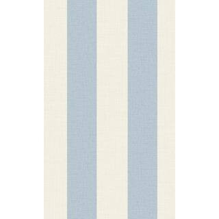 Blue Simple Stripe 57 sq. ft. Non-Woven Textured Non-pasted Double Roll Wallpaper R7981 | The Home Depot