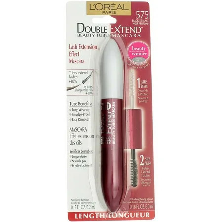 L Oreal Double Extend Beauty Tube Technology Lash Extension Effect Mascara Blackest Black [575] 0.33 oz | Walmart (US)