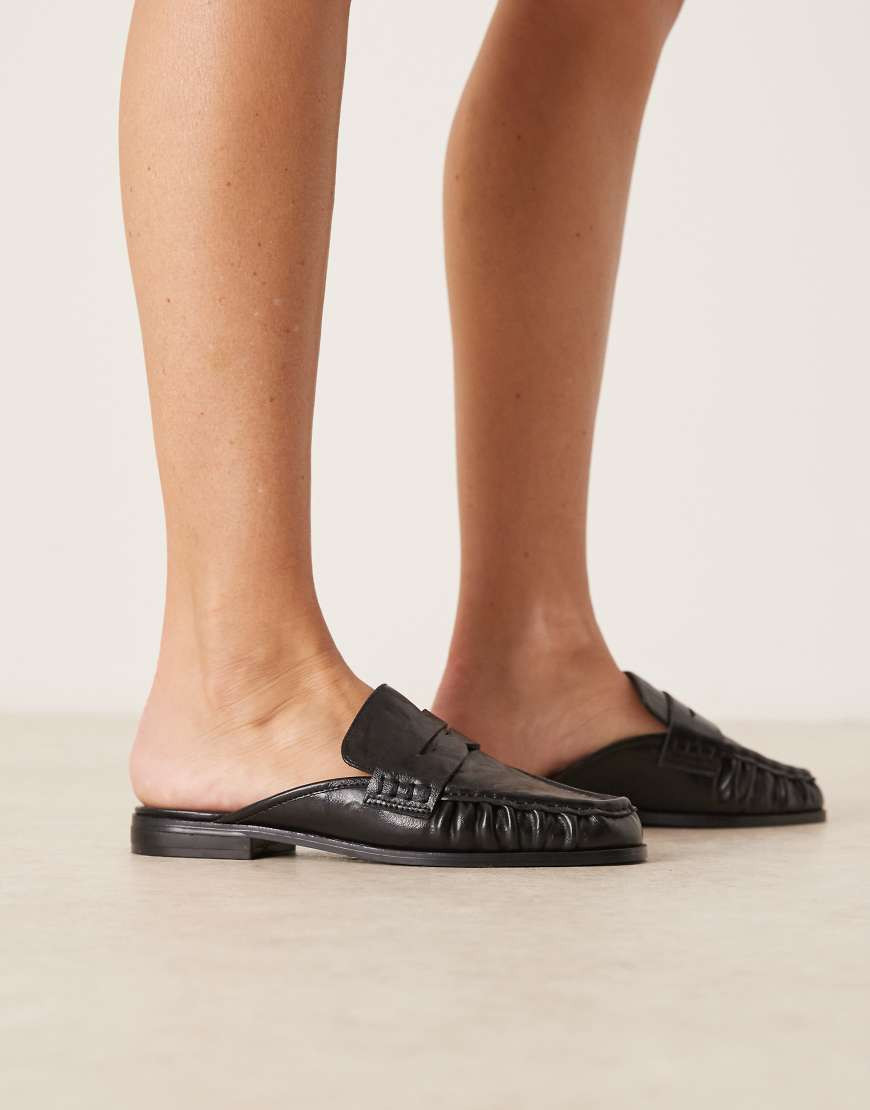 ASOS DESIGN Mouse ruched detail loafer mules in black | ASOS (Global)