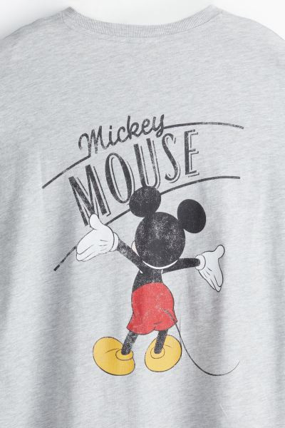 Oversized Printed Nightgown - Gray melange/Mickey Mouse - Ladies | H&M US | H&M (US + CA)