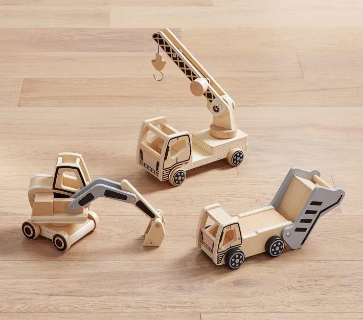 Wooden Construction Trucks, Set of 3 | Pottery Barn Kids