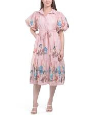 Puff Sleeve Floral Shirt Dress | TJ Maxx
