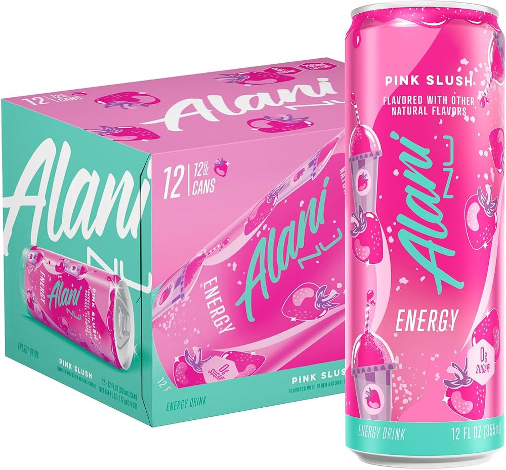 Alani Nu PINK SLUSH, Sugar Free, Low Calorie Energy Drinks, 200mg Caffeine, Biotin, B Vitamins, Zero Sugar, 10 Calories, 12 Fl Oz Cans, 12 Pack | Amazon (US)