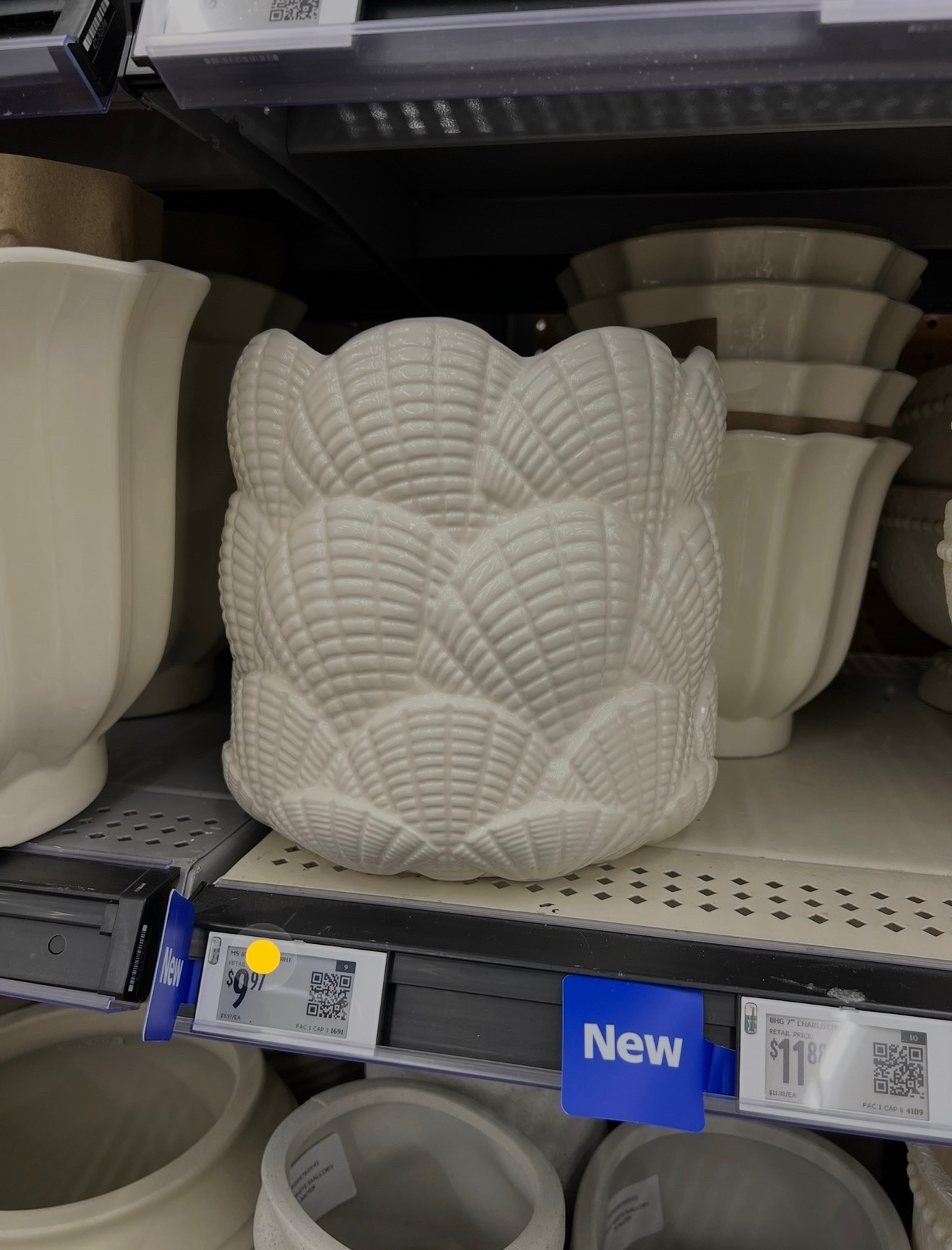 Seashell flower pot at Walmart! This made me smile! Would be great as a gift too with a little potted plant from Trader Joe’s. #coastal decor seashell look like anthro walmarthome