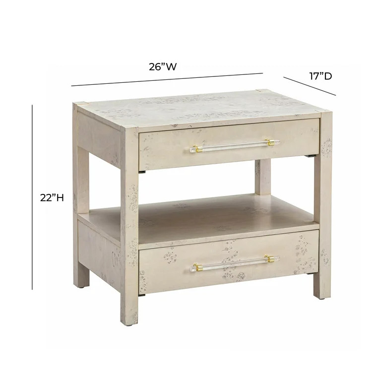 TOV Furniture Brandyss White Burl Nightstand | Walmart (US)
