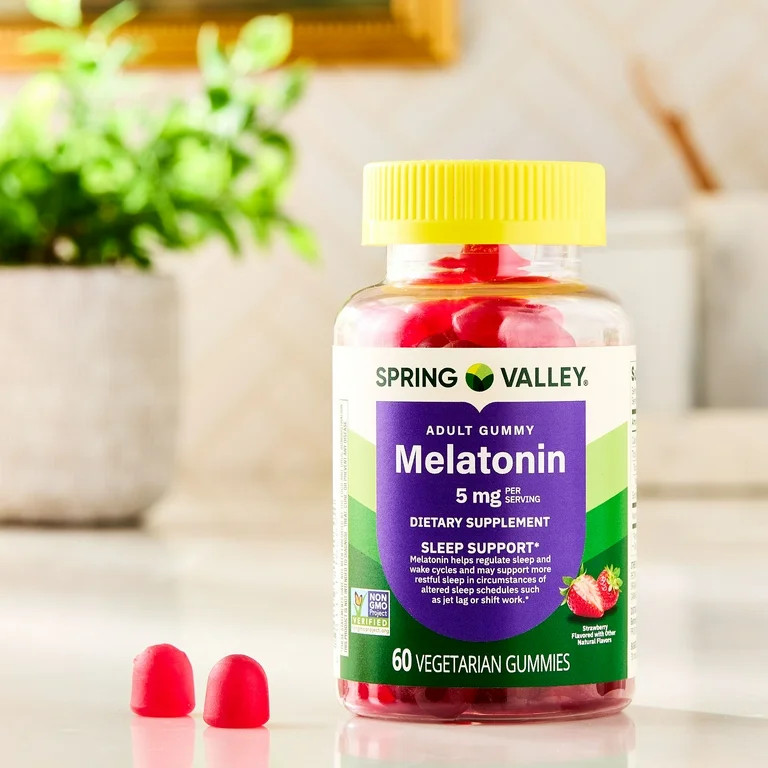 Spring Valley Melatonin Dietary Supplement Gummies, Strawberry, 5 mg, 60 Count | Walmart (US)