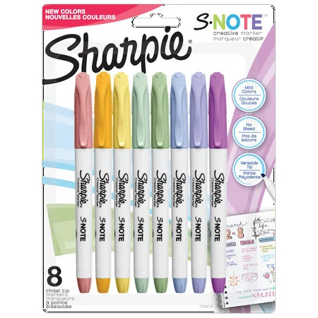 Sharpie S-Note Creative Markers, Highlighters, Assorted Colors, Chisel Tip, 8 Count | Walmart (US)